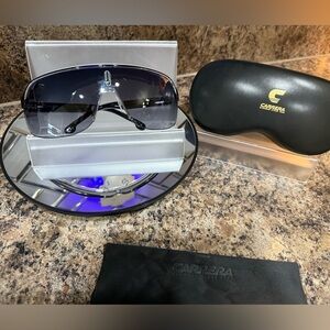 Carrera Dark Tinted Sunglasses with Black and Silver Accents